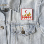 Welpe spielt T-Shirts und Geschenke Button (Beispiel)