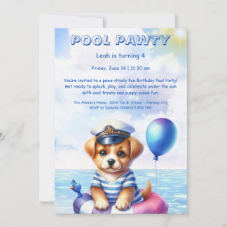 Welpe Splash Birthday Pool Party Einladung