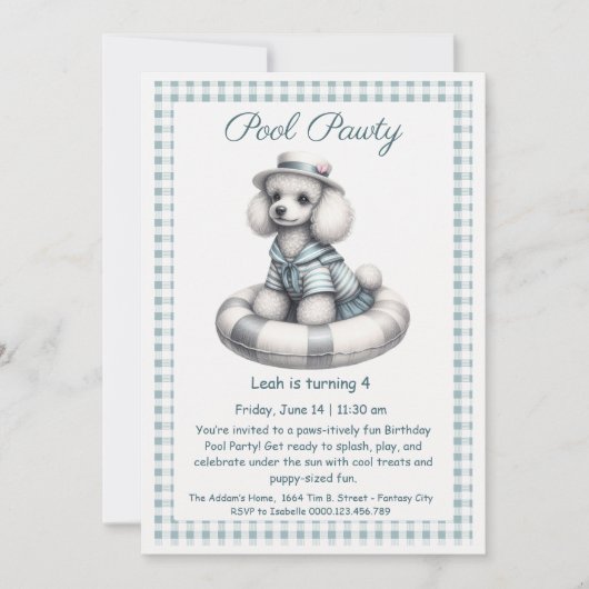 Welpe Splash Birthday Pool Party Einladung (Vorderseite)