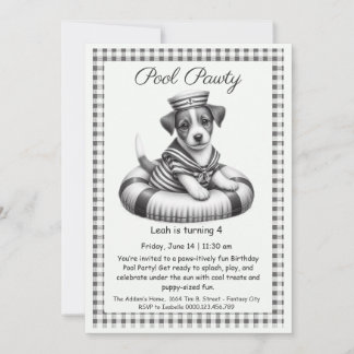 Welpe Splash Birthday Pool Party Einladung
