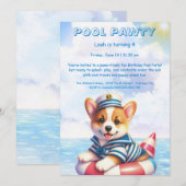 Welpe Splash Birthday Pool Party Einladung (Vorne/Hinten)