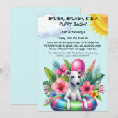 Welpe Splash Birthday Pool Party Einladung (Vorne/Hinten)