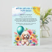 Welpe Splash Birthday Pool Party Einladung (Stehend Vorderseite)