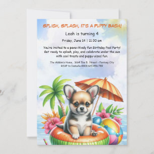 Welpe Splash Birthday Pool Party Einladung