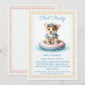 Welpe Splash Birthday Pool Party Einladung (Vorne/Hinten)