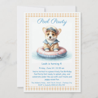 Welpe Splash Birthday Pool Party Einladung