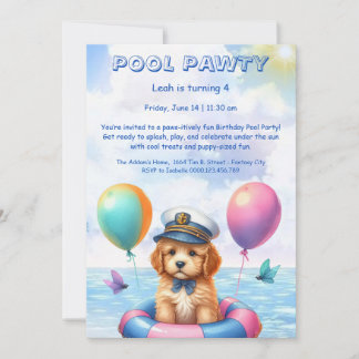 Welpe Splash Birthday Pool Party Einladung
