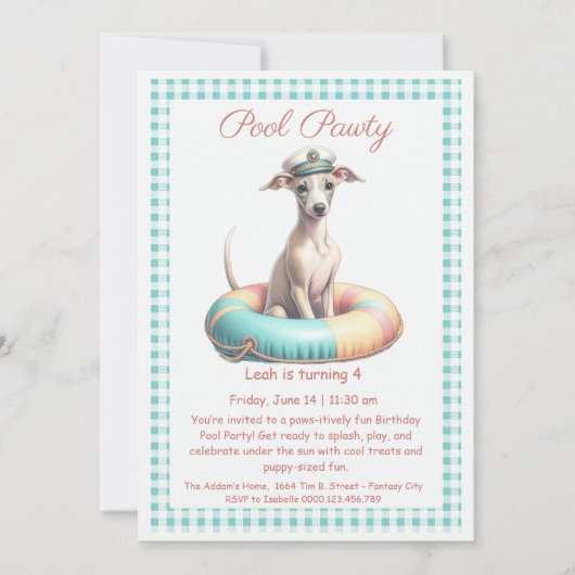Welpe Splash Birthday Pool Party Einladung (Vorderseite)