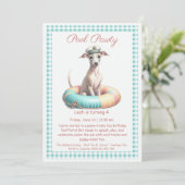 Welpe Splash Birthday Pool Party Einladung (Stehend Vorderseite)