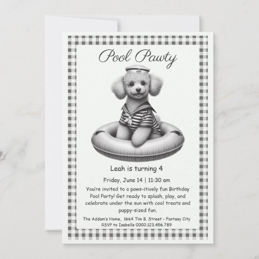 Welpe Splash Birthday Pool Party Einladung (Vorderseite)