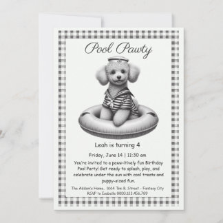 Welpe Splash Birthday Pool Party Einladung