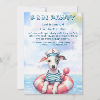Welpe Splash Birthday Pool Party Einladung