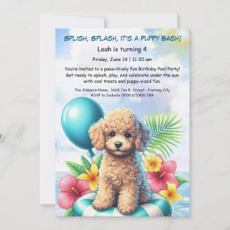 Welpe Splash Birthday Pool Party Einladung