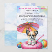 Welpe Splash Birthday Pool Party Einladung (Vorne/Hinten)