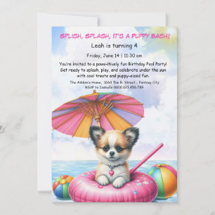 Welpe Splash Birthday Pool Party Einladung