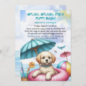 Welpe Splash Birthday Pool Party Einladung (Vorne/Hinten)