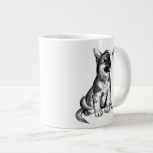 Welpe und Grasshopper Jumbo-Tasse