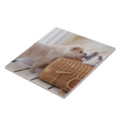 Welpe und Kaninchen Fliese (Seite)
