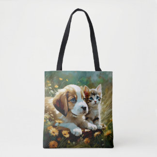 Welpe und Kitten Tote Bag Tasche