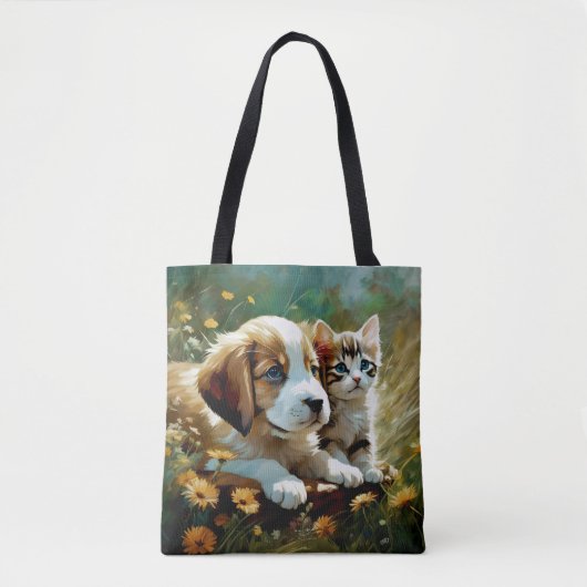 Welpe und Kitten Tote Bag Tasche (Vorderseite)