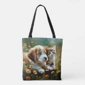 Welpe und Kitten Tote Bag Tasche (Rückseite)