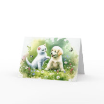 Welpe und Kitten zum Geburtstag