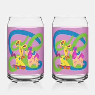 Welpe und Poodle-Soda-Glas Dosenglas