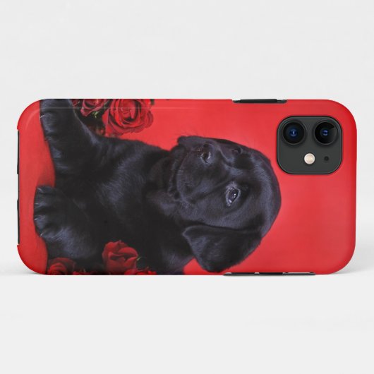 Welpe und Rose Case-Mate iPhone Hülle (Rückseite (Horizontal))