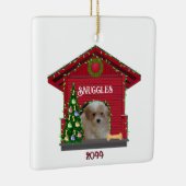 Welpe Upload Foto Decorated Dog House Weihnachten Keramikornament (Rechts)