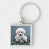 Welpe verwirrt in den Weihnachtslichtern Schlüsselanhänger (Vorne)