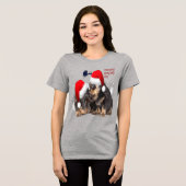 Welpe weiße Weihnachten mit dem Weihnachtsmann Sle Tri-Blend Shirt (Vorderseite voll)