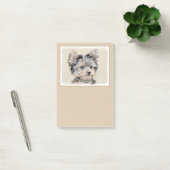 Welpe Yorkshires Terrier, der ursprüngliche Post-it Klebezettel (Büro)