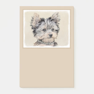 Welpe Yorkshires Terrier, der ursprüngliche Post-it Klebezettel