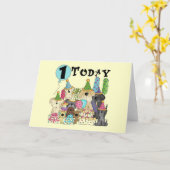 Welpen 1st Birthday Bash Tshirts und Geschenke Karte (Gelbe Blume)