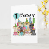 Welpen 1st Birthday Bash Tshirts und Geschenke Karte (Gelbe Blume)