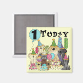 Welpen 1st Birthday Bash Tshirts und Geschenke Magnet (Vorderseite/Rückseite)