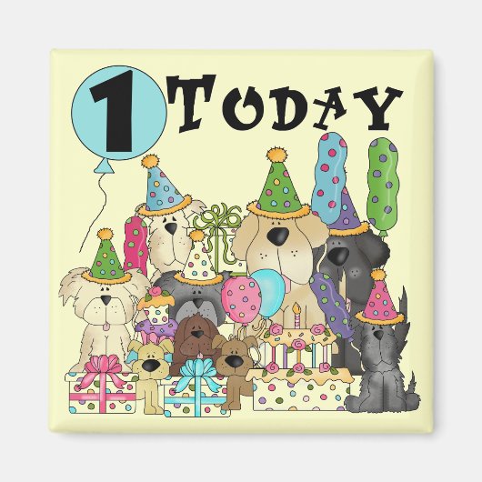 Welpen 1st Birthday Bash Tshirts und Geschenke Magnet (Vorne)