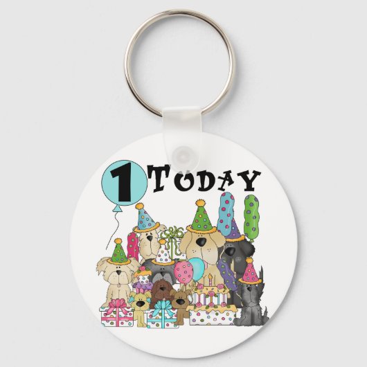 Welpen 1st Birthday Bash Tshirts und Geschenke Schlüsselanhänger (Vorderseite)