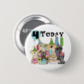 Welpen 4. Geburtstag Bash Tshirts und Geschenke Button (Vorne & Hinten)