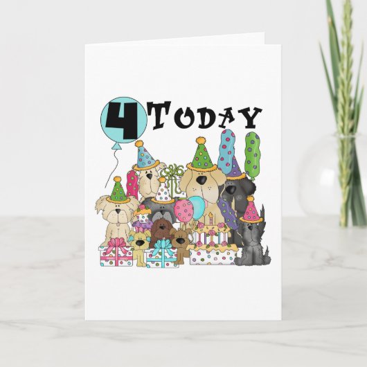 Welpen 4. Geburtstag Bash Tshirts und Geschenke Karte (Vorderseite)