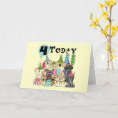 Welpen 4. Geburtstag Bash Tshirts und Geschenke Karte (Gelbe Blume)