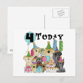 Welpen 4. Geburtstag Bash Tshirts und Geschenke Postkarte (Vorne/Hinten)