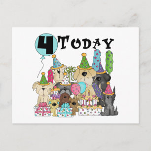 Welpen 4. Geburtstag Bash Tshirts und Geschenke Postkarte
