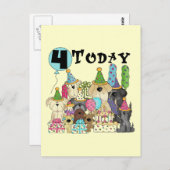 Welpen 4. Geburtstag Bash Tshirts und Geschenke Postkarte (Vorne/Hinten)