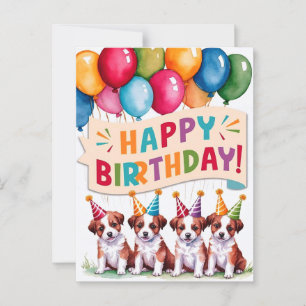 Welpen Alles Gute zum Geburtstag Postkarte