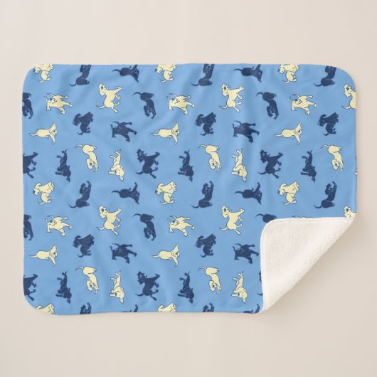 Welpen aus Gelb und Schwarz auf blauem Hintergrund Sherpadecke (Vorderseite (Horizontal))