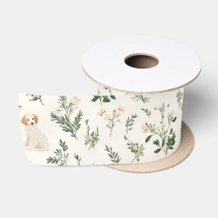 Welpen-Blumenmuster Satinband