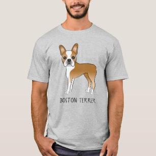 Welpen Boston Terrier Cartoon Hund & Benutzerdefin T-Shirt