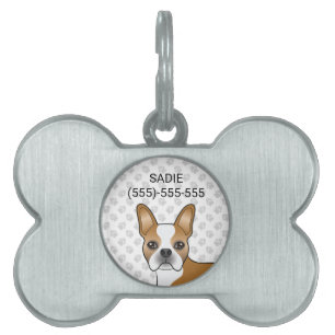 Welpen Boston Terrier Cartoon-Hund Kopf & Pfoten Tiermarke