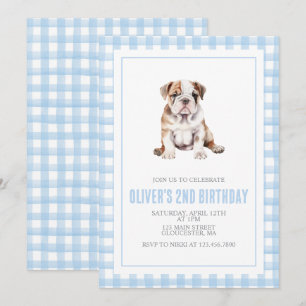 Welpen-Bulldogge-preppy-Karoh Geburtstag Einladung